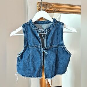 Urban Outfitters Blue Denim Tie-Front Vest